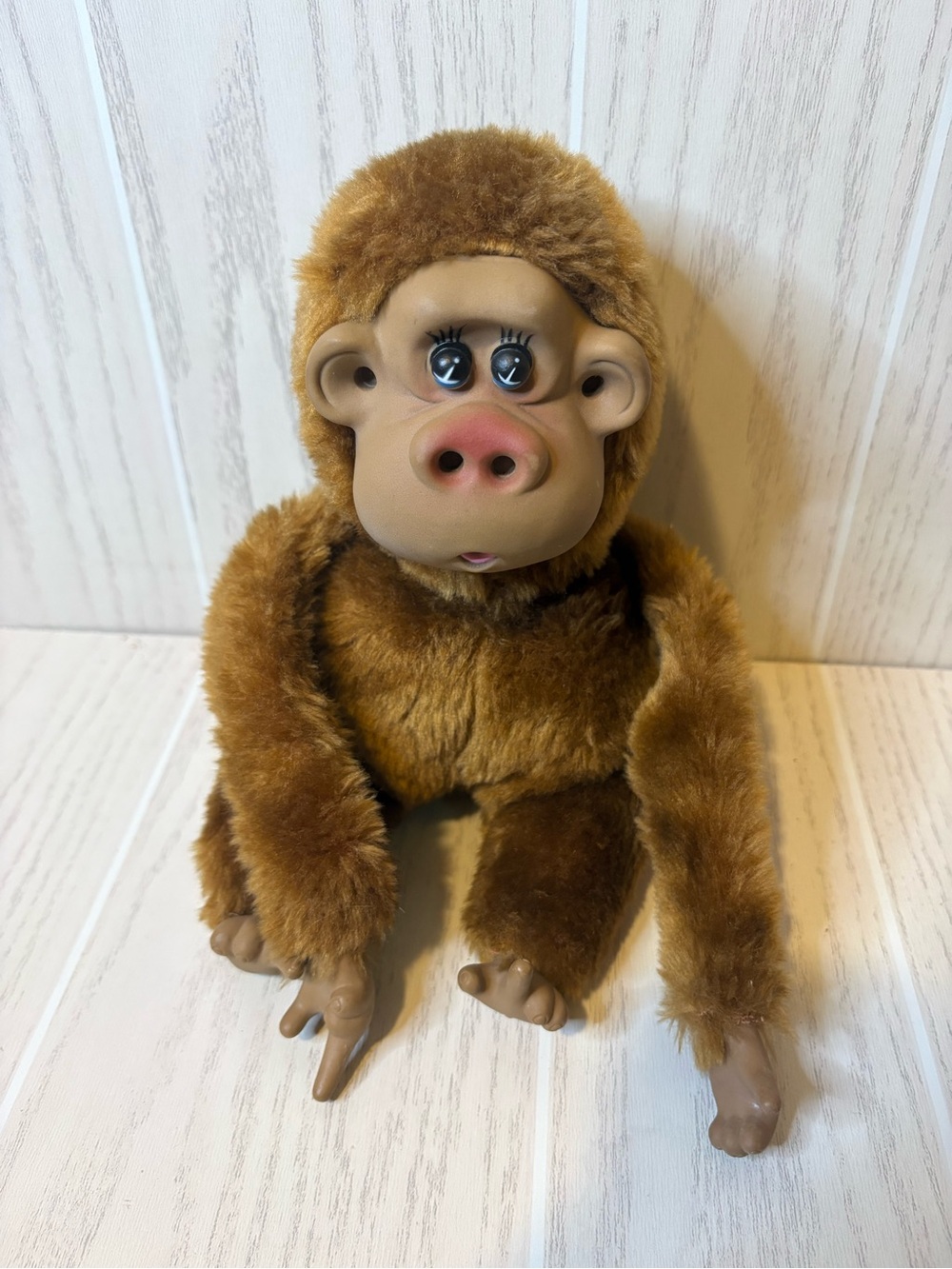 Vintage thumb sucking monkey rubber face plush nostalgic